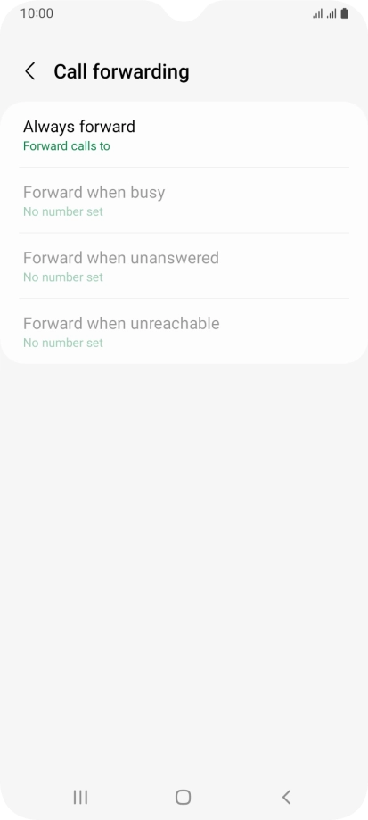 Press the required divert type. Press the required divert type.