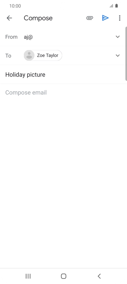 Press the text input field and write the text for your email. Press the text input field and write the text for your email.