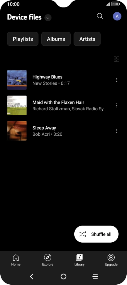 Press the required audio file. Press the required audio file.