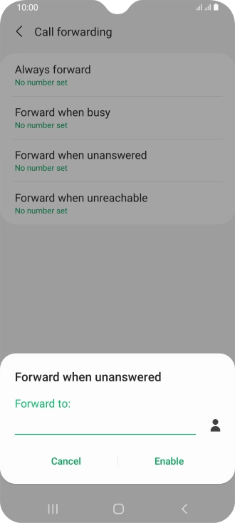 Key in +447953222222 and press Enable. Key in +447953222222 and press Enable.