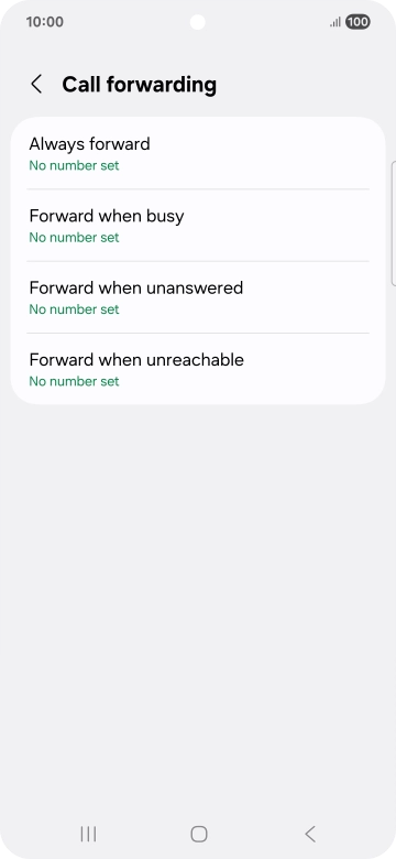 Press the required divert type. Press the required divert type.