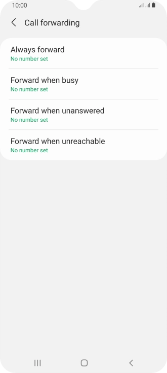 Press the required divert type. Press the required divert type.