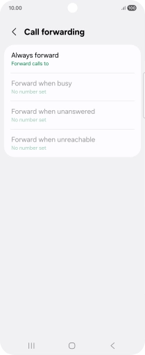 Press the required divert type. Press the required divert type.