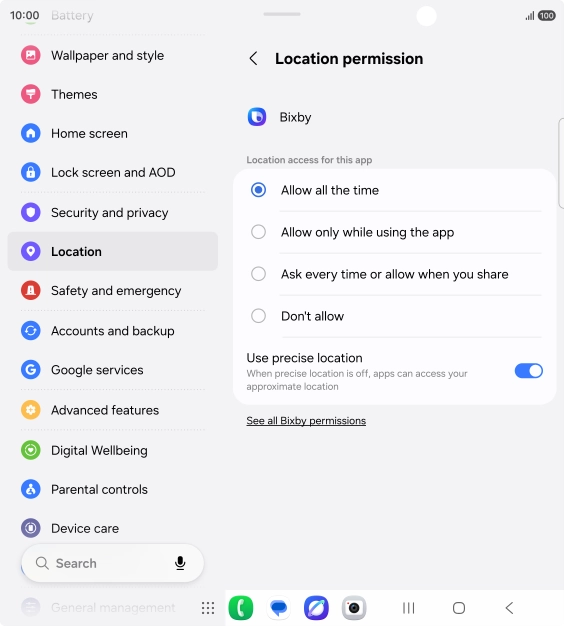 Press the required setting. Press the required setting.