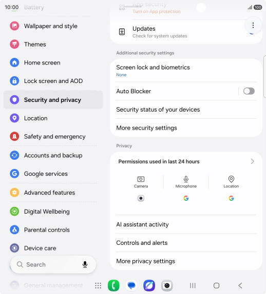 Press More security settings. Press More security settings.