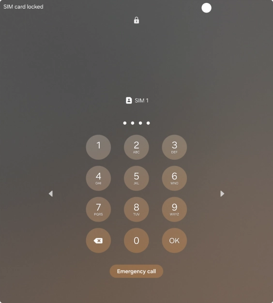 If your SIM is locked, key in your PIN and press OK. The default PIN is 1111. If your SIM is locked, key in your PIN and press OK. The default PIN is 1111.
