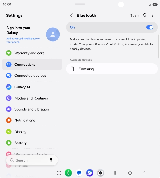 Press the required Bluetooth device and follow the instructions on the screen to pair the device with your phone. Press the required Bluetooth device and follow the instructions on the screen to pair the device with your phone.