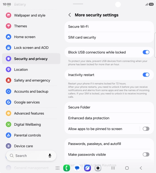 Press SIM card security. Press SIM card security.