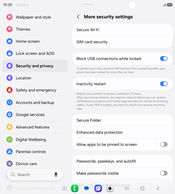 Press SIM card security. Press SIM card security.
