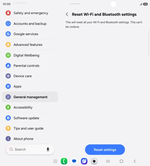 Press Reset settings. Press Reset settings.