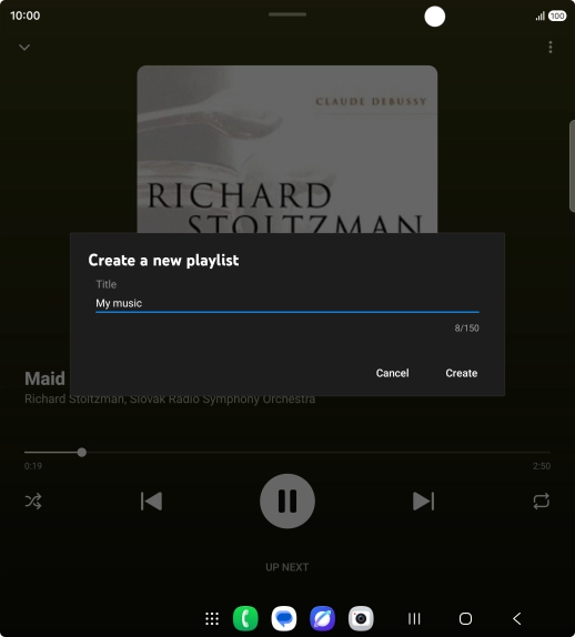 Key in a name for the playlist and press Create. Key in a name for the playlist and press Create.