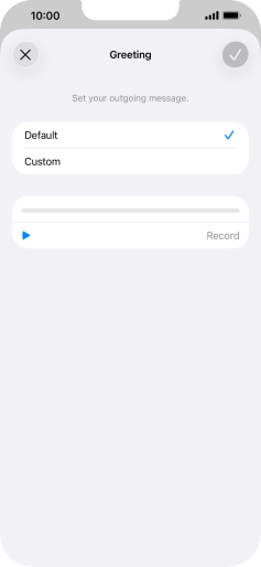 Press Default to select the default greeting. Press Default to select the default greeting.