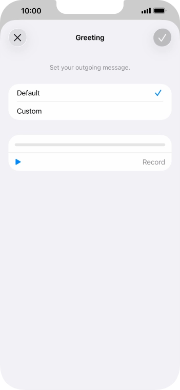 Press Default to select the default greeting. Press Default to select the default greeting.