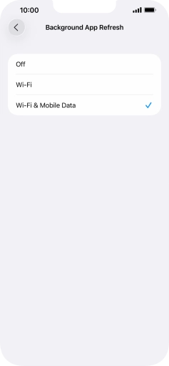 To turn off background refresh of apps, press Off. To turn off background refresh of apps, press Off.
