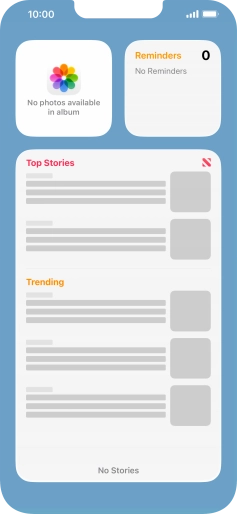 Slide your finger up or down on the screen to see more widgets. Slide your finger up or down on the screen to see more widgets.