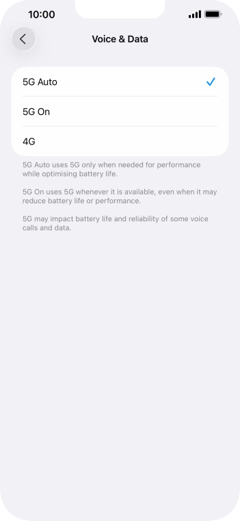 To turn on automatic switch between 5G and 4G, press 5G Auto. To turn on automatic switch between 5G and 4G, press 5G Auto.