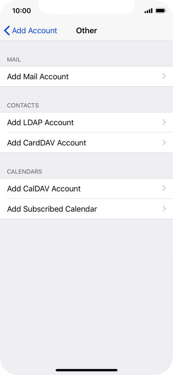 Press Add Mail Account. Press Add Mail Account.