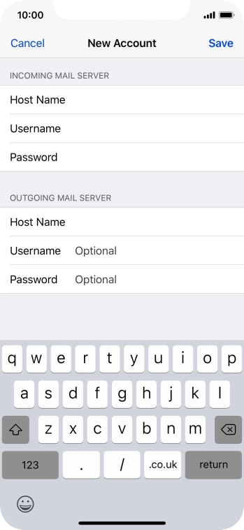 Press Username and key in the username for your email account. Press Username and key in the username for your email account.