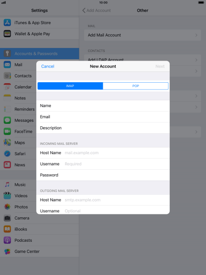 Press IMAP. Press IMAP.