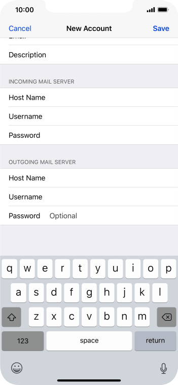 Press Password and key in the password for your email account. Press Password and key in the password for your email account.