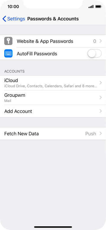 Press the name of the email account you've just set up. Press the name of the email account you've just set up.
