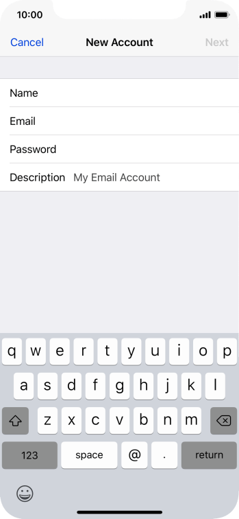 Press Password and key in the password for your email account. Press Password and key in the password for your email account.