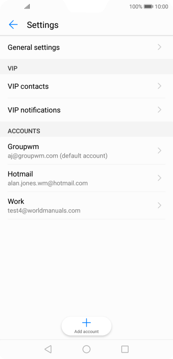 Press the required email account. Press the required email account.