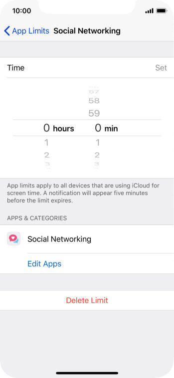 Set the required time limit for use of the selected category. Set the required time limit for use of the selected category.