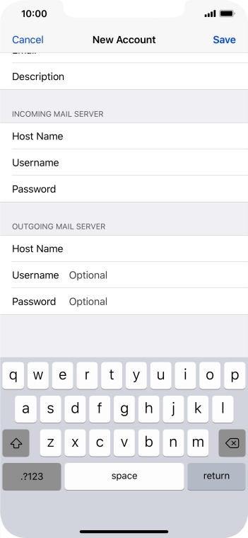 Press Username and key in the username for your email account. Press Username and key in the username for your email account.
