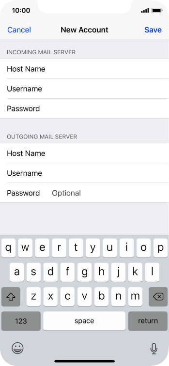 Press Password and key in the password for your email account. Press Password and key in the password for your email account.