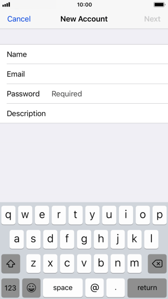 Press Password and key in the password for your email account. Press Password and key in the password for your email account.