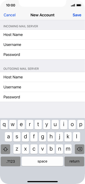 Press Save. Your email account has now been set up. To select more settings for incoming and outgoing server, proceed with the following steps. Press Save. Your email account has now been set up. To select more settings for incoming and outgoing server, proceed with the following steps.