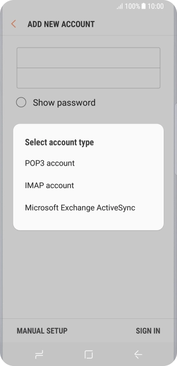 Press IMAP account. Press IMAP account.