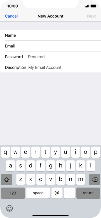 Press Password and key in the password for your email account. Press Password and key in the password for your email account.