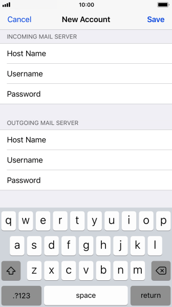 Press Save. Your email account has now been set up. To select more settings for incoming and outgoing server, proceed with the following steps. Press Save. Your email account has now been set up. To select more settings for incoming and outgoing server, proceed with the following steps.