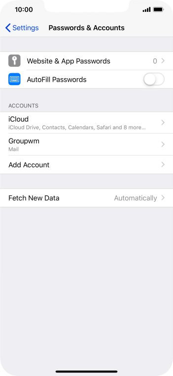 Press the name of the email account you've just set up. Press the name of the email account you've just set up.
