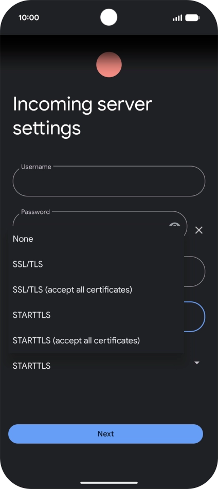 Press SSL/TLS. Press SSL/TLS.