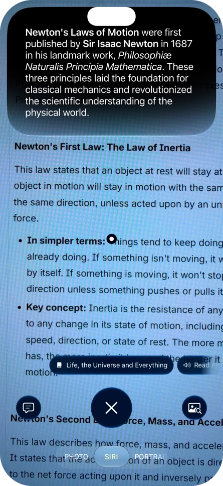 To use visual intelligence on a text, take a picture of the text, press the required setting and follow the instructions on the screen to use the function. To use visual intelligence on a text, take a picture of the text, press the required setting and follow the instructions on the screen to use the function.