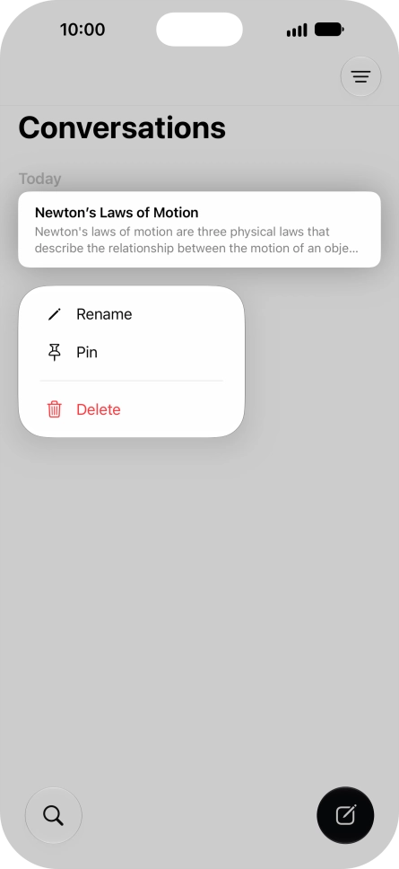 Press Rename and follow the instructions on the screen to rename the conversation. Press Rename and follow the instructions on the screen to rename the conversation.