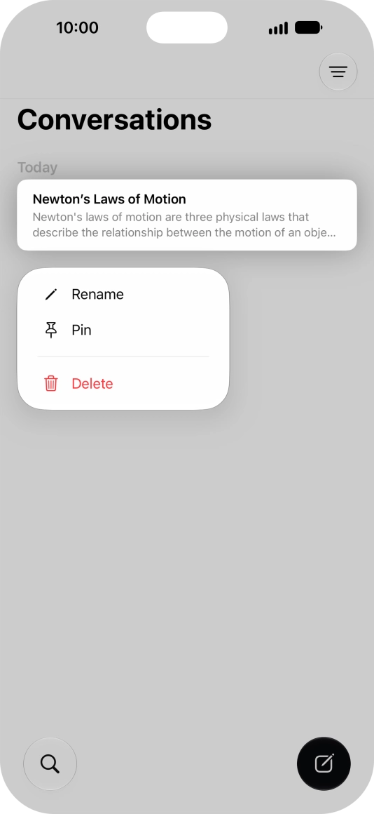 Press Rename and follow the instructions on the screen to rename the conversation. Press Rename and follow the instructions on the screen to rename the conversation.