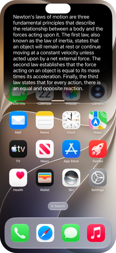 Ask questions or ask Siri to find information on the internet. Ask questions or ask Siri to find information on the internet.