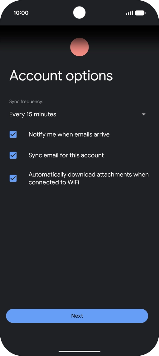 If this screen is displayed, you email account has been recognised and set up automatically. Follow the instructions on the screen to key in more information and finish setting up your phone. If this screen is displayed, you email account has been recognised and set up automatically. Follow the instructions on the screen to key in more information and finish setting up your phone.