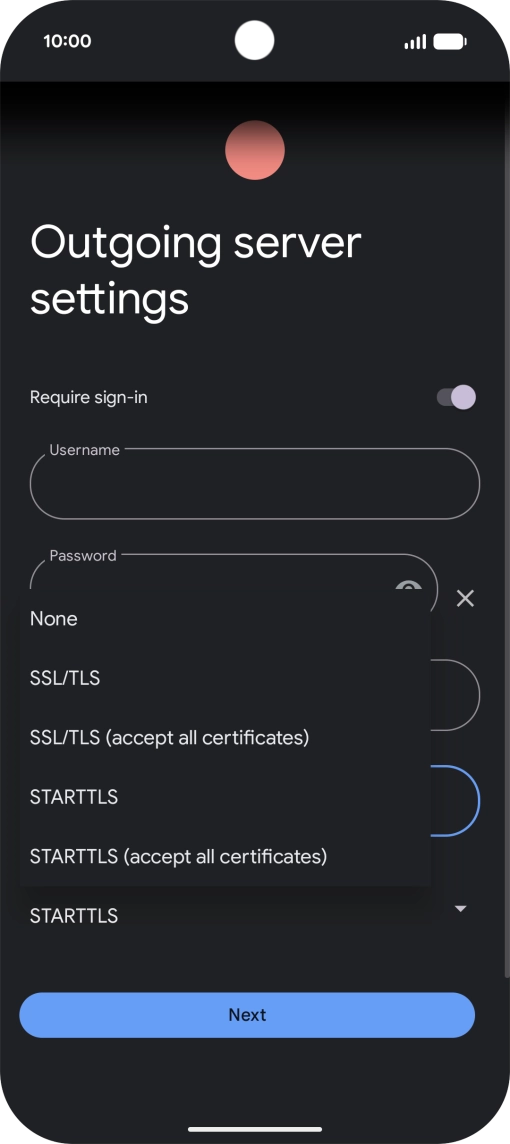 Press SSL/TLS. Press SSL/TLS.