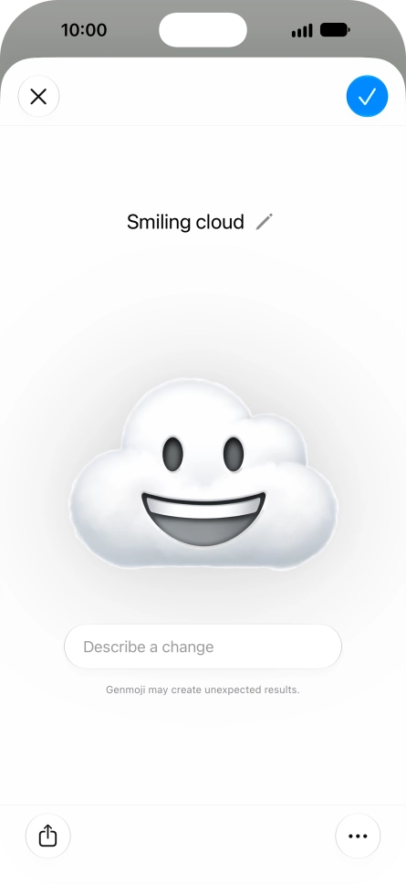 To add or change something about your Genmoji, press Describe a change and follow the instructions on the screen to describe the required changes. To add or change something about your Genmoji, press Describe a change and follow the instructions on the screen to describe the required changes.