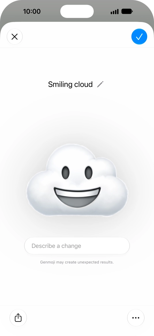 To add or change something about your Genmoji, press Describe a change and follow the instructions on the screen to describe the required changes. To add or change something about your Genmoji, press Describe a change and follow the instructions on the screen to describe the required changes.