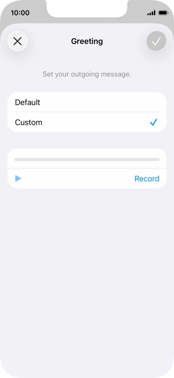 Press Record to start recording a personal greeting. Press Record to start recording a personal greeting.
