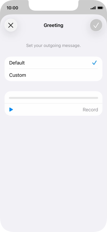 Press Default to select the default greeting. Press Default to select the default greeting.