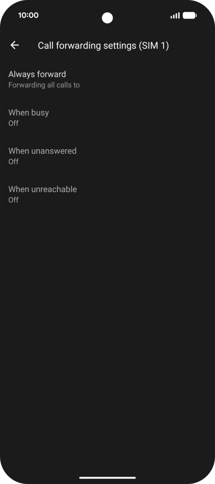 Press the required divert type. Press the required divert type.