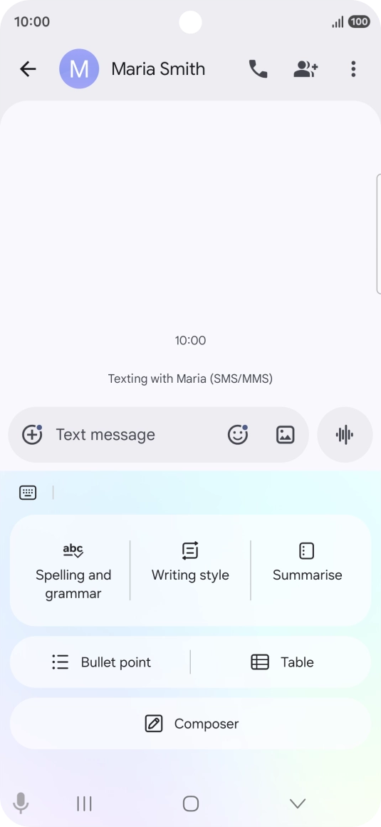 To generate a text, press Composer and follow the instructions on the screen to use the function. To generate a text, press Composer and follow the instructions on the screen to use the function.