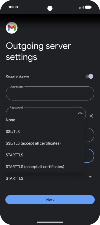 Press SSL/TLS. Press SSL/TLS.